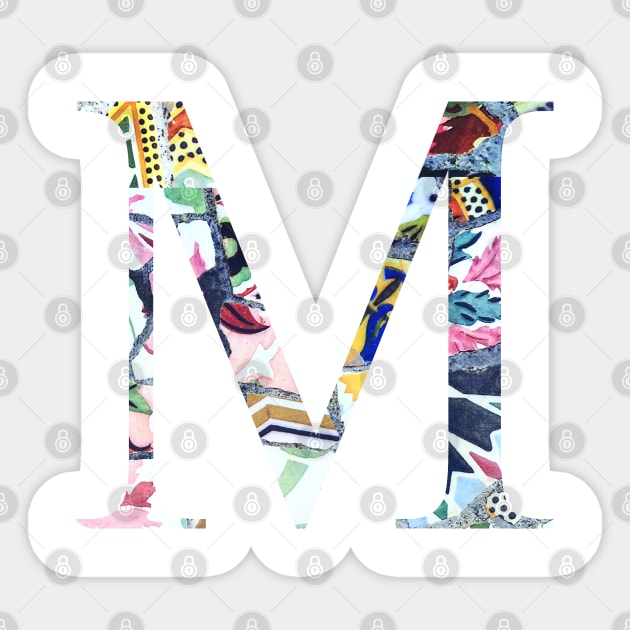 Barcelona Gaudi Mosaic M Mu Sorority Letter Sticker by aterkaderk